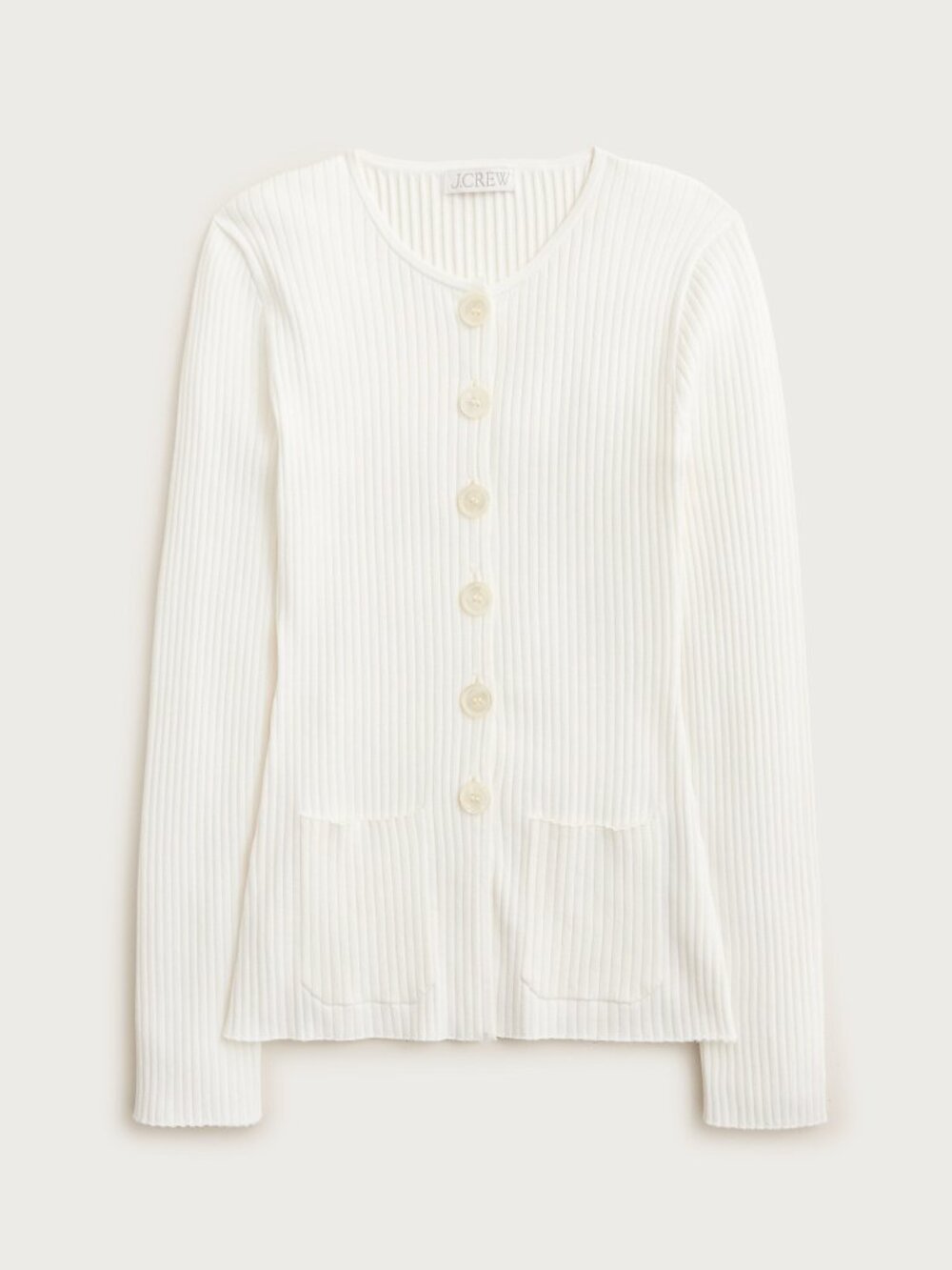J.Crew Women's Super Stretch Ribbed Button Down Cardigan Ivory Size Small